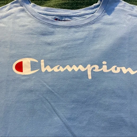 Baby Blue Champion Script Logo Tee Large - Picture 2 of 3